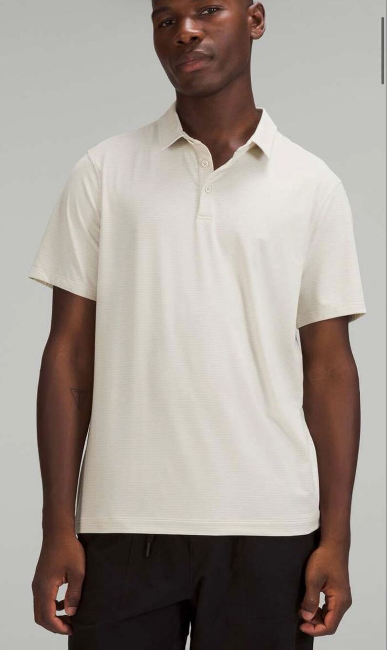 Lululemon Evolution Polo Short Sleeve Size S Heathered Natural Ivory
